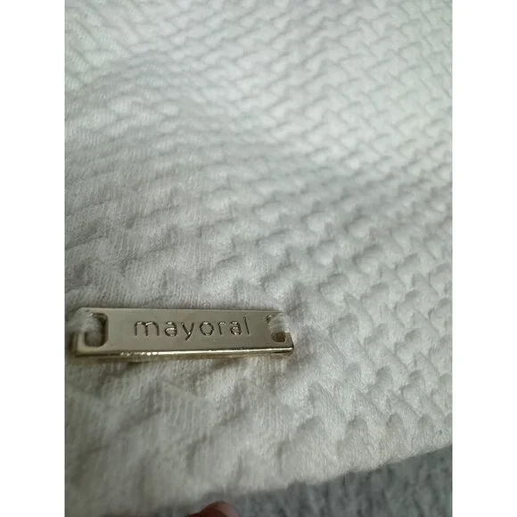 Mayoral Infant Girls White Textured Coat Faux Fur Collar Size 24M - Picture 8 of 16